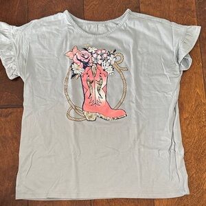 The Children’s Place Floral Cowgirl Boot Sequin Top with Matching Headband